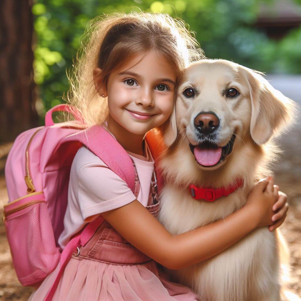a girl with a dog