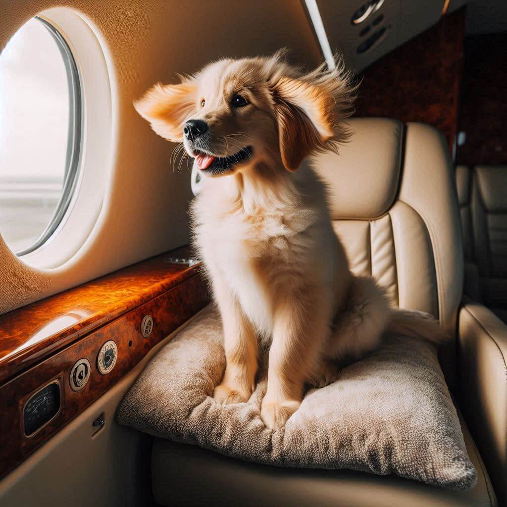 dog flying on the plane i
